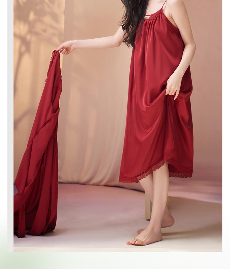 Xuan Liang Women's Summer Ice Silk Strap Sleepwear Set