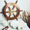 45.72 Cm Wood Brass Sailing Ship Wheel Wall Decor