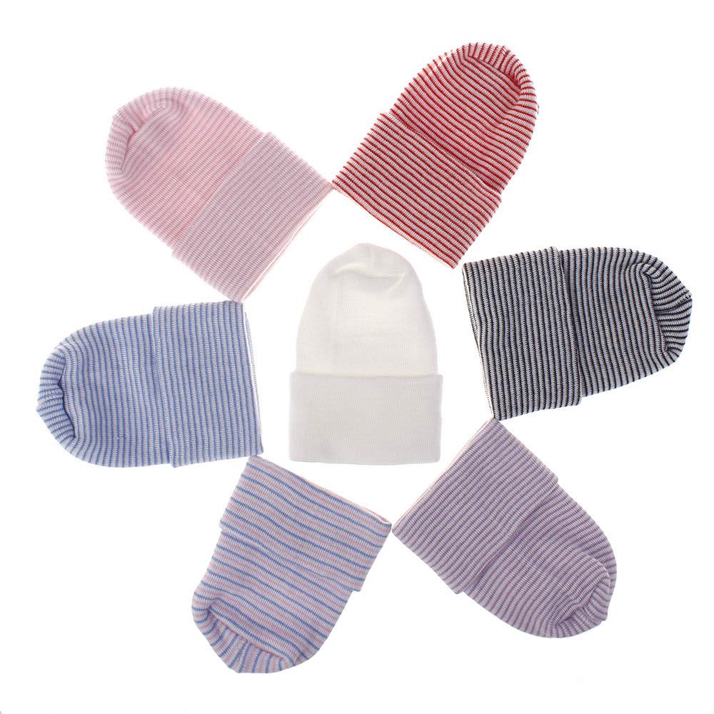 Stripe Infant Hat For 0-6 Month Newborn Baby Hospital Hat Soft Cotton Cute Big Bow Beanie Cap Winter Turban Hats for Baby Girls