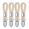 4pcs Towel Hanging Clips Clamps Braided Multipurpose Cotton Loop Metal Hook Kitchen Bathroom Storage Clips Socks Clothes Hanger