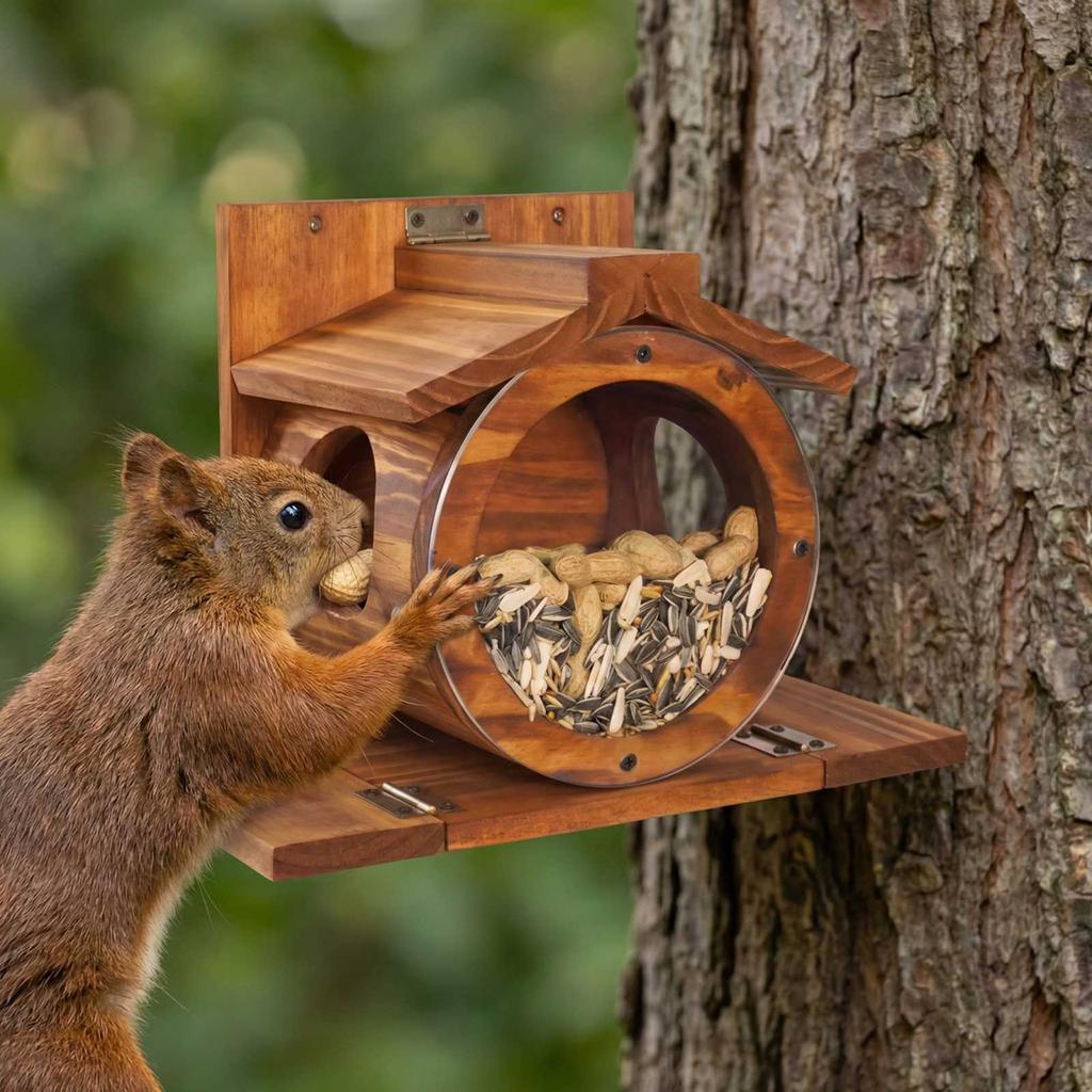Кормушка для белок с круглым прозрачным окном.  Прочная кормушка для белок для использования на открытом воздухе, с вентиляционными отверстиями и вариантами крепления для