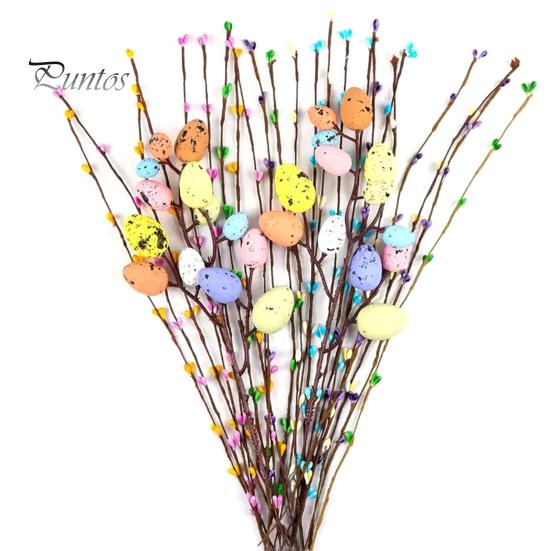 26 шт. искусственных пасхальных лоз с пастельными яйцами и ягодами, весенние цветочные стебли, ветки пасхальных яиц для цветочной композиции, домашнего декора