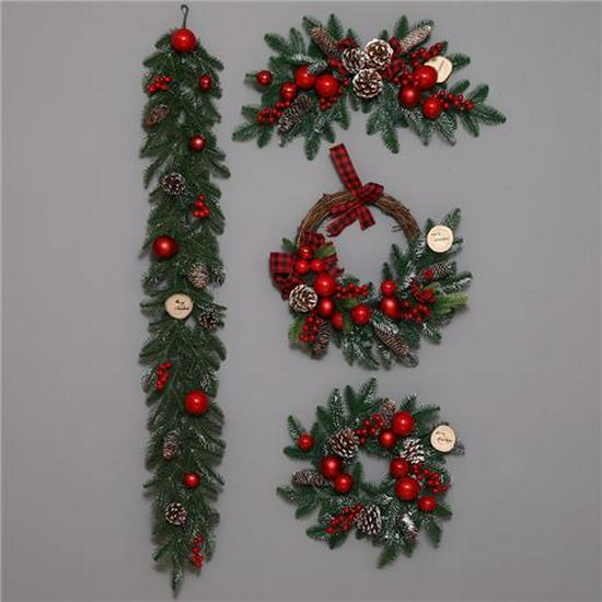 50CM Christmas Wreath & 2.7M Garland Set - Festive Door & Wall Decor