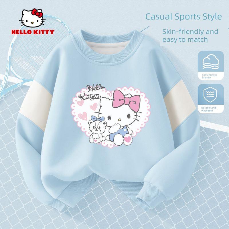 Hellokitty Girls' Sweatshirt, Spring and Autumn Style, Pink Children's Top, Early Spring Children's Clothing, Girls' Long-Sleeved Base Shirt