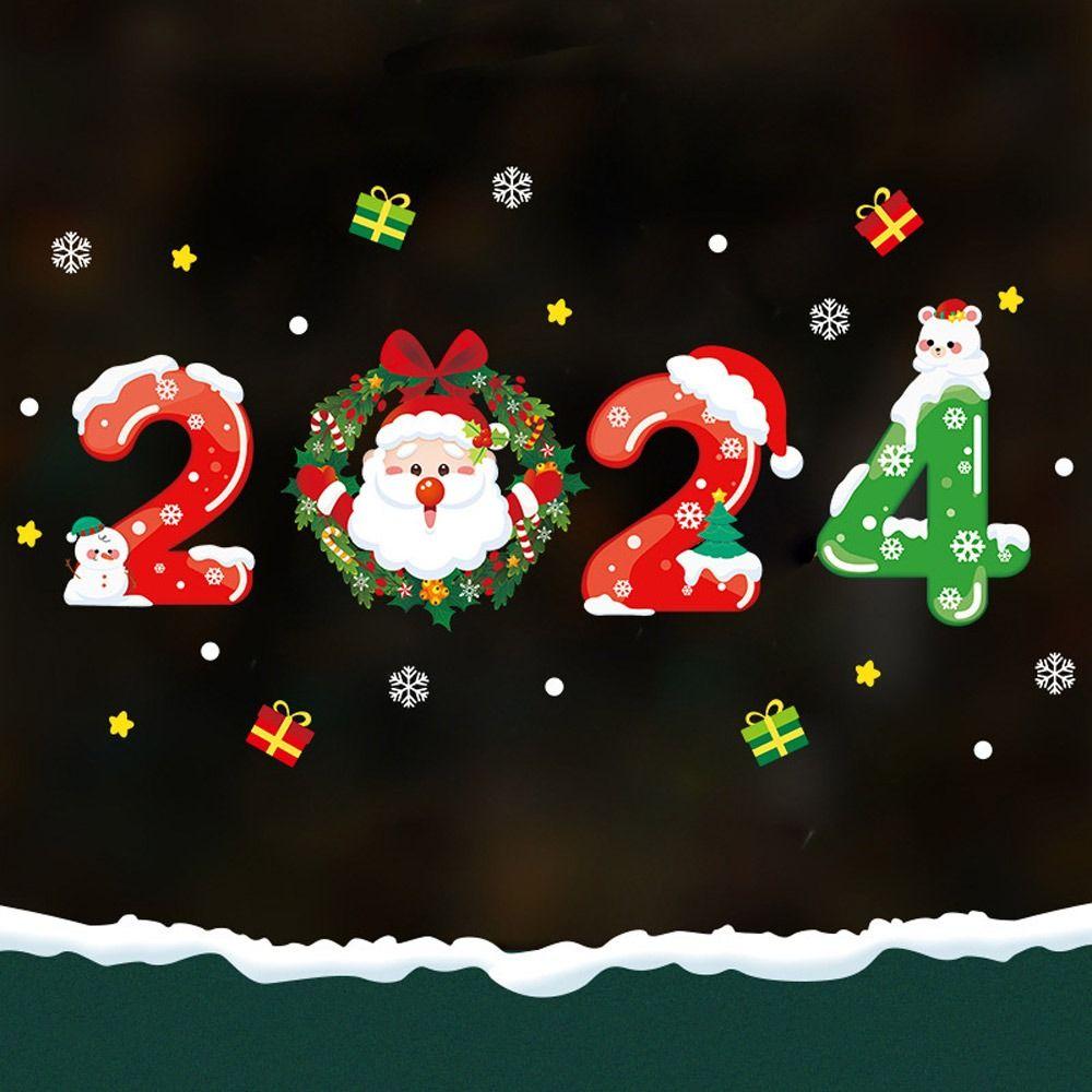 Новогодняя рождественская настенная наклейка Снежинка Санта-Клаус Лось Стеклянная наклейка Подарочная наклейка на окно Домашний декор