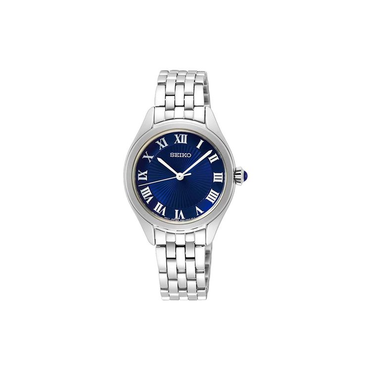 Seiko 50 м Водонепроницаемость Кварцевый механизм Стальной ремешок Женские часы Синий циферблат Женские часы SUR329P1