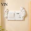 Cat Light Switch Cover 3D Sticker, Decorative Resin Wall Plate Cover, Cute Animal Removable Protection Sticker Stickers, Peel And Stick decorations