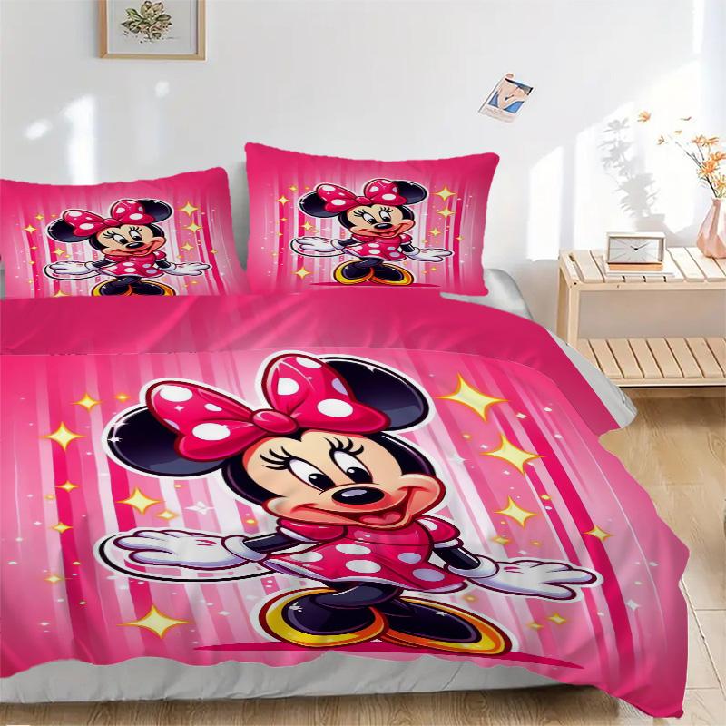Minnie Mouse Sparkle Pose Print 3Pcs Bedding Setduvet Cover With 2 Bedropillowcase Home Birthday Gift