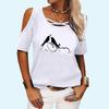 Женская модная короткая футболка с круглым воротом и открытыми рукавами, повседневная футболка с принтом