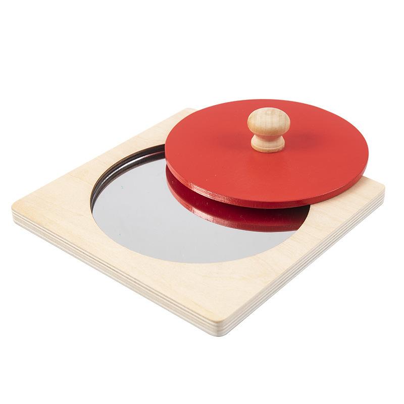 Напольное зеркало для животика, игрушки Монтессори для малышей 0-12 месяцев, сенсорное развитие новорожденного малыша, деревянная головоломка с ручкой пикабу, лучшая идея подарка