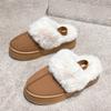 Fashion 2024 New Leather Women Fashion Winter Indoor Solid Color Suede Fur Slippers Ladies Home Platform Warm Slip-on Women's Shoes