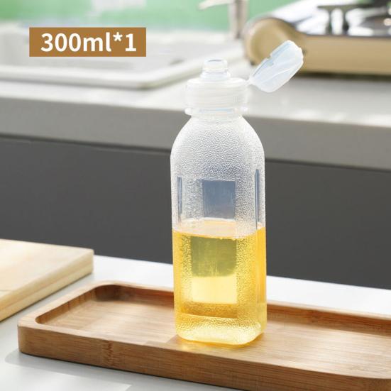 300/500ML Squeeze Oil Bottle with Scale Clear Visible Flip Top Lid Hot Sauce Ketchup Vinegar Liquid Condiment Container Dispenser Kitchen Supplies