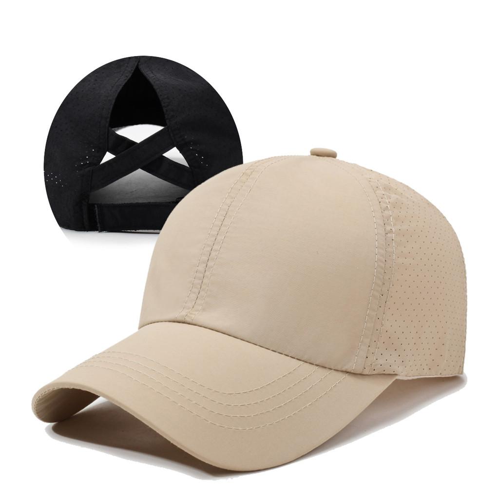 Summer Cap Baseball With Breathable Mesh Cross Design And Solid Color Daily For