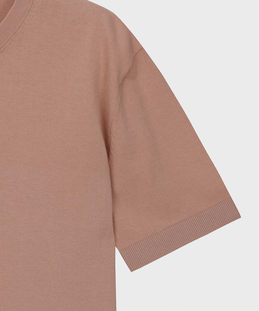 BASIC HOUSE Uni Cotton Round Neck Short Sleeve Knit Deep Pink Lwkt3101
