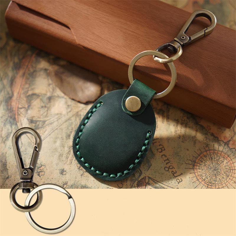 Keyring For Protective Case Retro High Quality Leather Keychain For Anti-Lost Tracker Locator Device Accessories