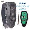 Умный дистанционный ключ для автомобиля Focus Kuga Fiesta C-Max Mondeo B-Max, 3 кнопки, бесключевой доступ, proximity, 433 МГц, чип ID83 49, лезвие HU101