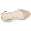 Allegra K Women's Nude Ankle Strap Sandals with Clear Block Heels, Size 23.5cm