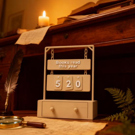 Трекер прочитанных книг 3D-печатная табличка для полки Счетчик глав Трекер прочитанных книг за этот год со сменными наборами цифр Подарок для книголюбов