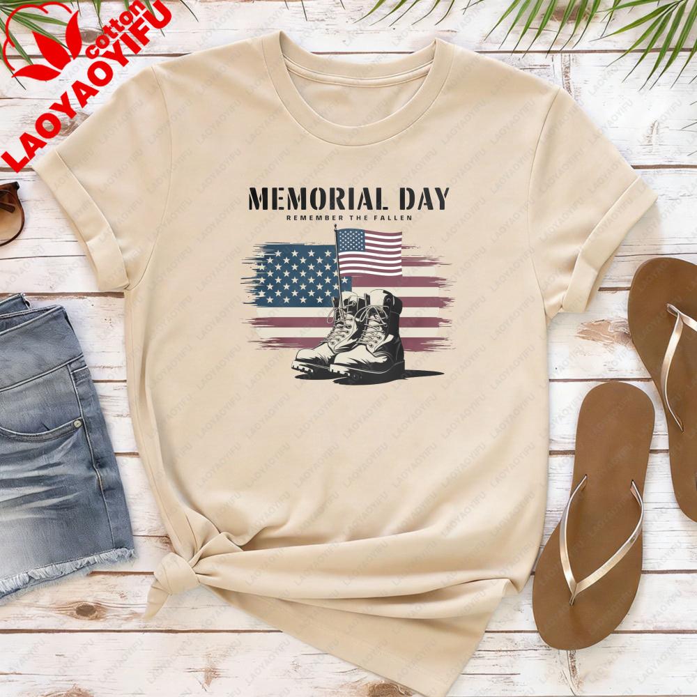 Memorial Day Shirt Land of The Brave Shirt Patriotic American Flag Clothes Heart Memorial Day Tops American Flag Shirt