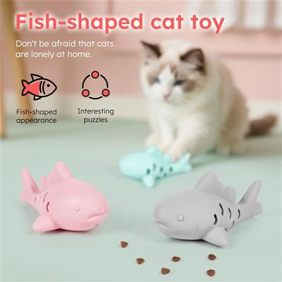 Силиконовая игрушка для кошек в форме рыбы, Интерактивная игрушка-головоломка с дозатором для кошек, -Устойчивая к укусам игрушка-погрызушка для прорезывания зубов с полым дизайном для выделения запаха кошачьей мяты