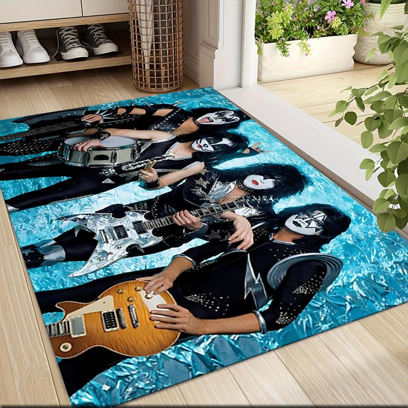 Kiss Band Pool Party Carpet Rug Soft Washable Anti Slip Home Living Room Sofa Mats Personalized Christmas Rug