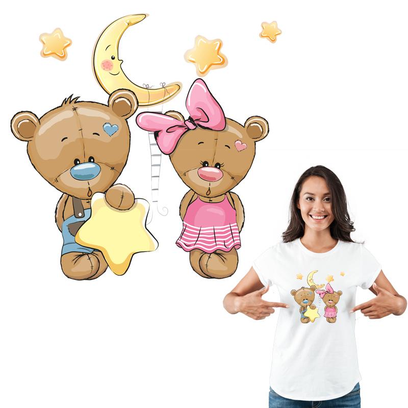 Нашивка с медведями для детской одежды, наклейки на толстовки «сделай сам», нашивки с термопрессом, футболка с аппликацией, железные наклейки, нашивки в подарок