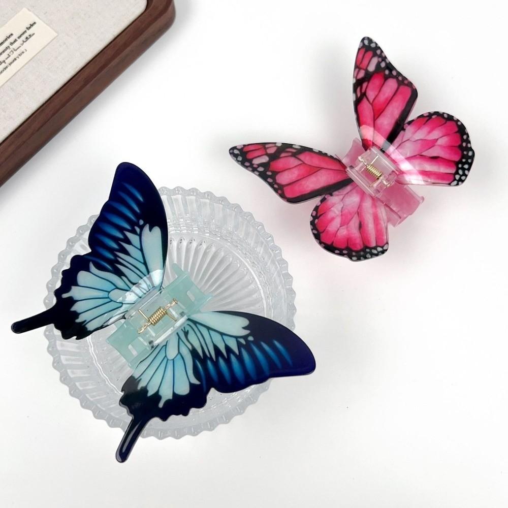Gradient Color Big Hair Clip Simulated Butterfly Colorful Ponytail Clip Elegant Hair Claw