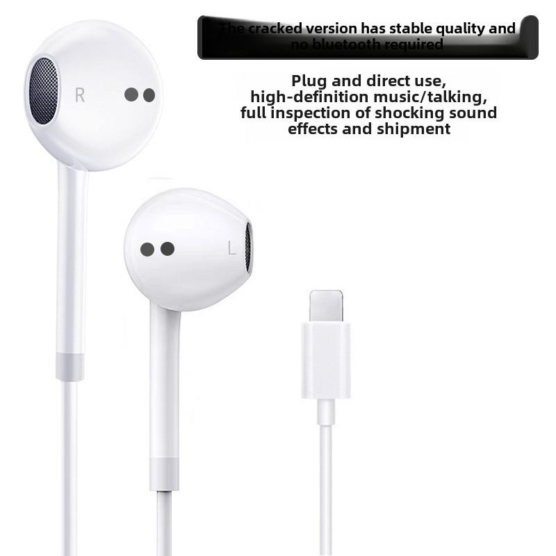 Compatible Wired Earphones for iPhone 11/12/13/14 Pro Max Flat Head (Non-Bluetooth)