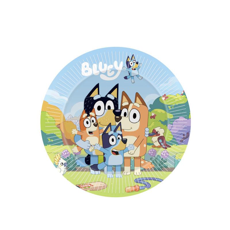Bluey Birthday Party Supplies Disposable Tableware Set Cups Napkins Plates Hanging Swirls Banner For Boys Kids Party Decoration