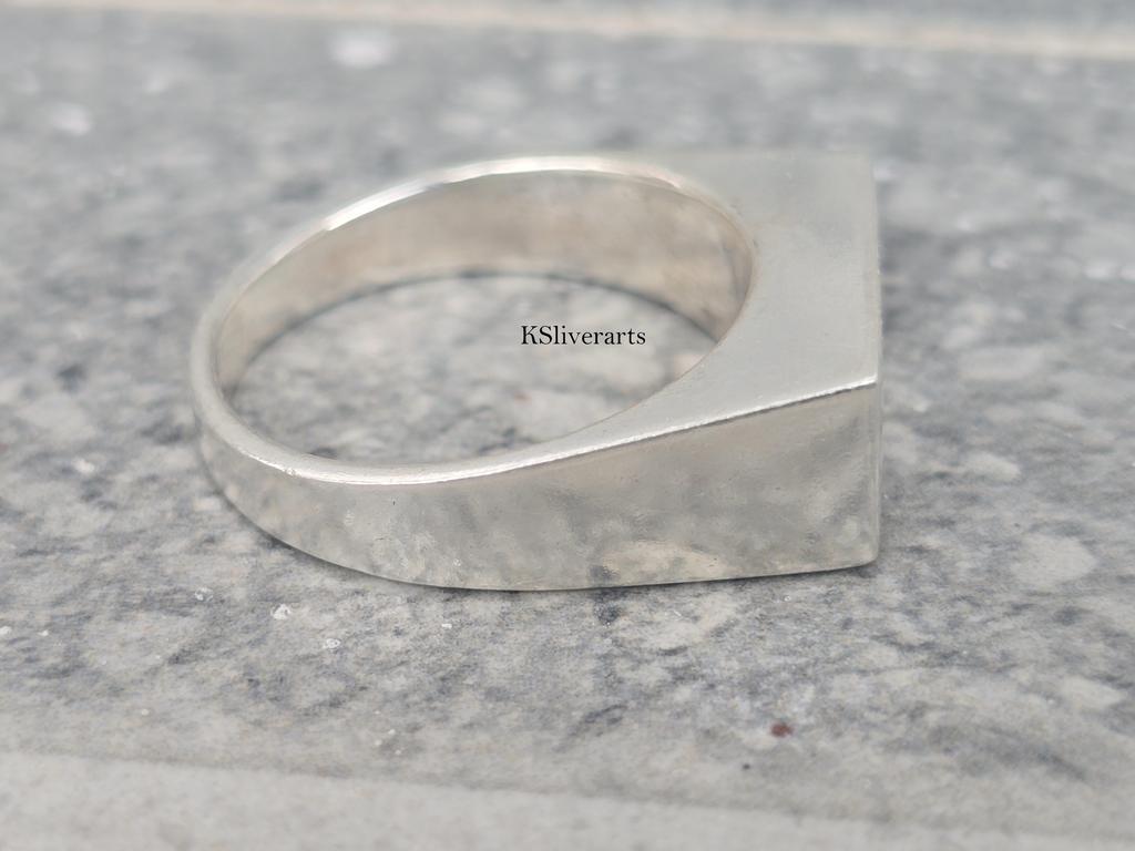 925 Sterling Silver Signet Ring Chunky Silver Rings Statement Rings For Men Minimalist Handmade Ring, Dome Signet Ring, Gift for Him