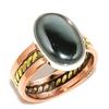 Natural Pyrite Agate Gemstone Two Tone 925 Sterling Silver Gift Ring S.7.5 D0z47