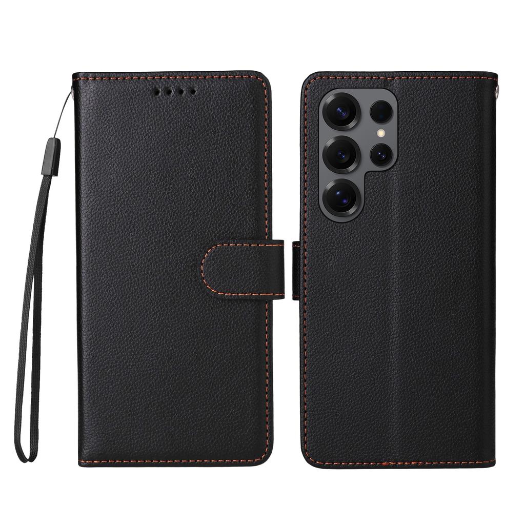 For Samsung Galaxy S25 Ultra Case RFID Blocking 3 Card Slots PU Leather Phone Cover with Wrist Strap