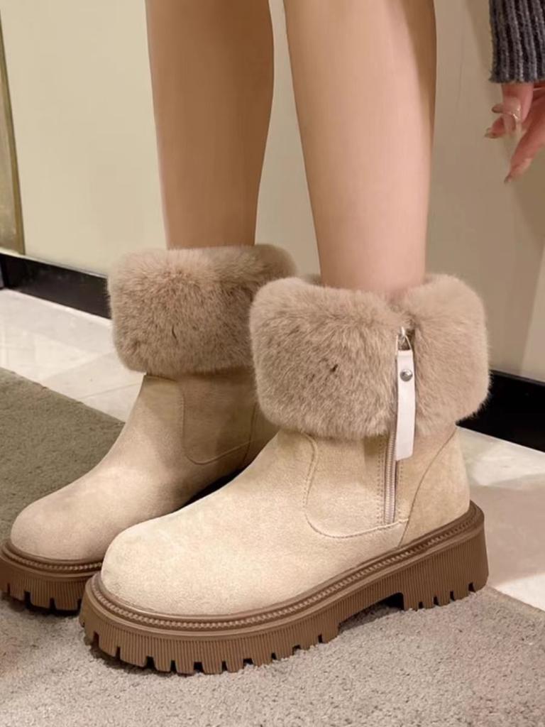 Internet Celebrity Fur Integrated Non-slip Thick-soled Snow Boots Women's Winter Piled and Thickened 2025 New Super Fire Warm Cotton Shoes