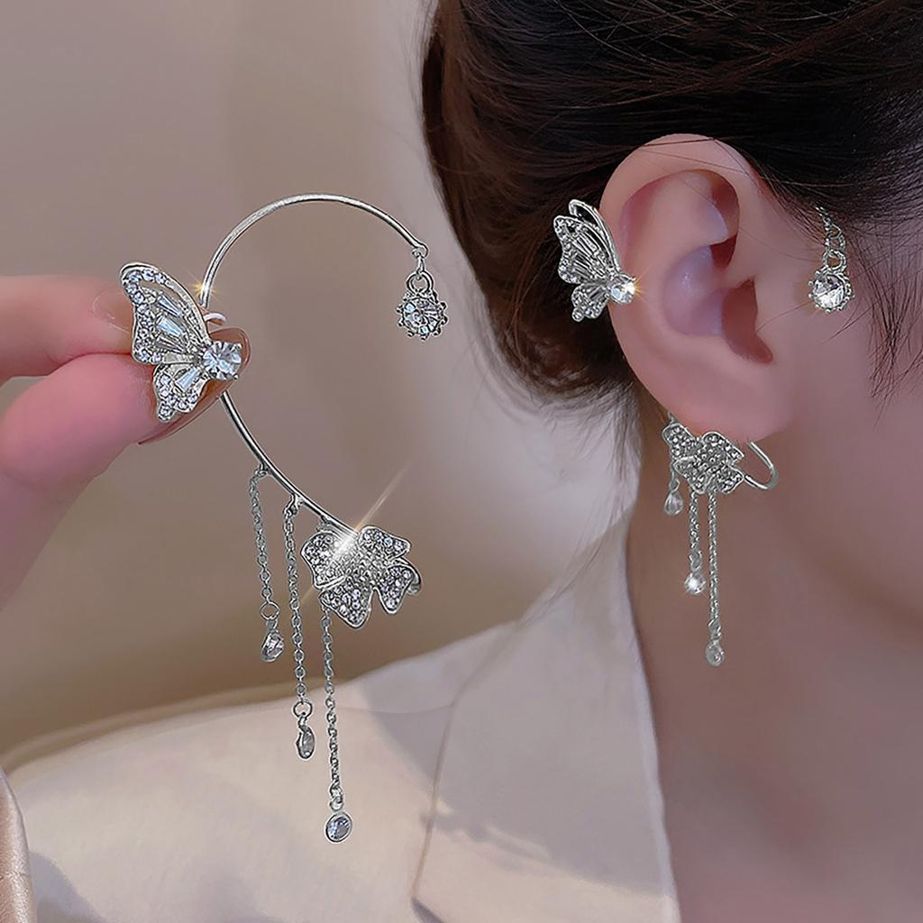 Fashion Butterfly Earrings Hanging Female Temperament High No Ear Hole Earrings Design Earrings