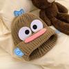 Уродливая милая забавная мультяшная шляпа из шерсти с колбасным ртом женская осенне-зимняя теплая милая маленькая вязаная шапка с защитой ушей тренд