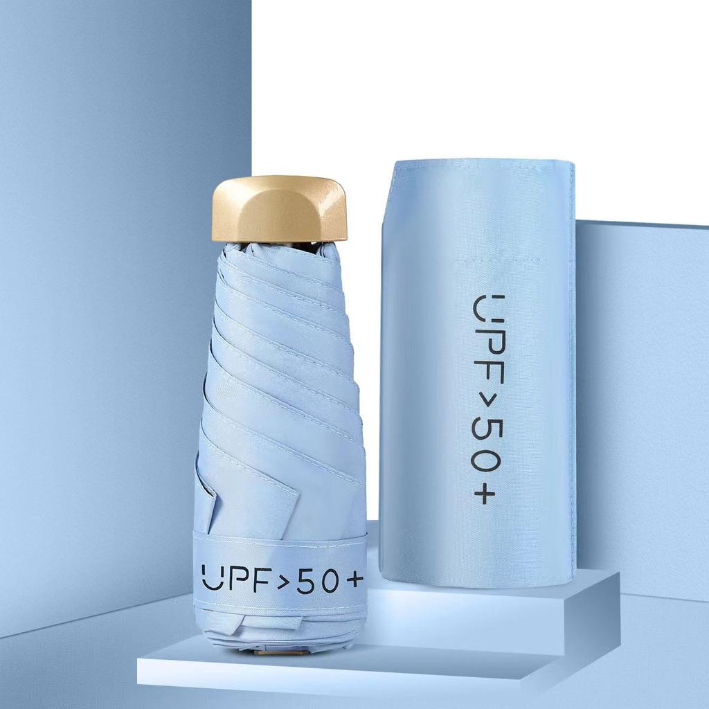 MIni Five-folding Sunny and Rainy Umbrella with Bag UV-proof and Rainy-proof Dual-use Umbrellas for Ladies Holiday Gift UPF 50+