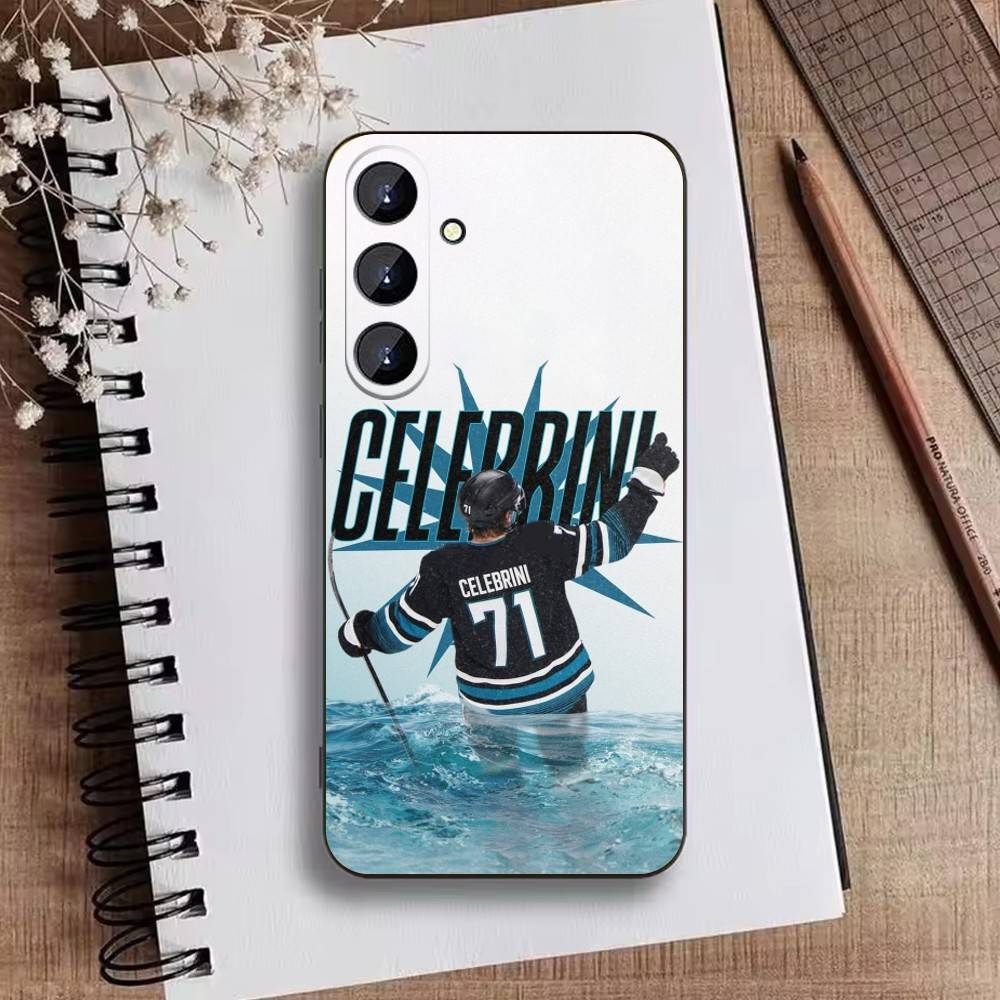 Чехол для телефона Macklin Celebrini San Jose Sharks для Samsung Galaxy A73, A21s, A22, A31, A52, A53, A71, A41 Мягкий черный корпус