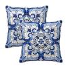 Antique Classic Lisbon Blue Azulejo Tile Floral Pattern 2 Pcs Square Pillowcase Pillow Cover Comfort Throw Pillow For Home