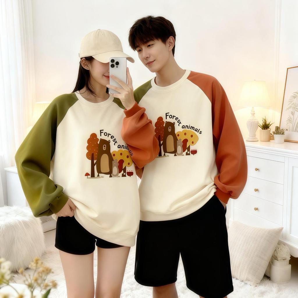 Комплект флисовых свитшотов для мамы и ребенка на первый день рождения: Семейный образ стритстайл осень/зима