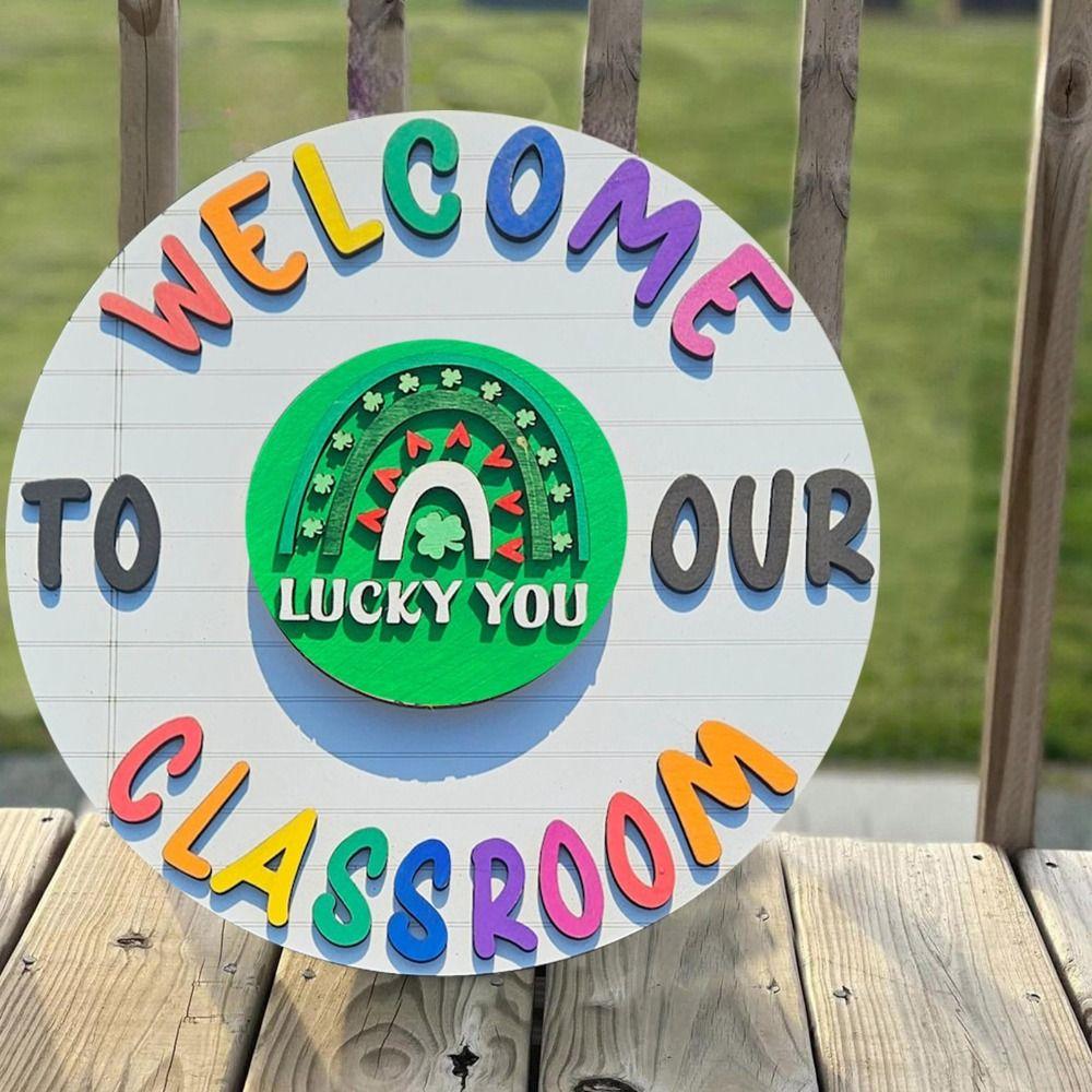 Cartoon Welcome To Our Classroom Sign Wooden Door Hanging Ornament Welcome Door Signs  Classroom