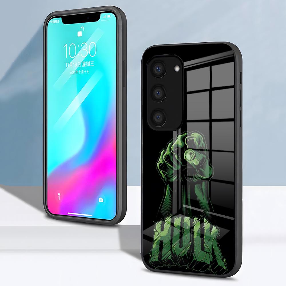 Superhero H-Hulk Phone Case For Samsung S26 S25 S24 FE S23 S22 S21 Plus S20 Ultra Note20Ultra Black Glass Cover