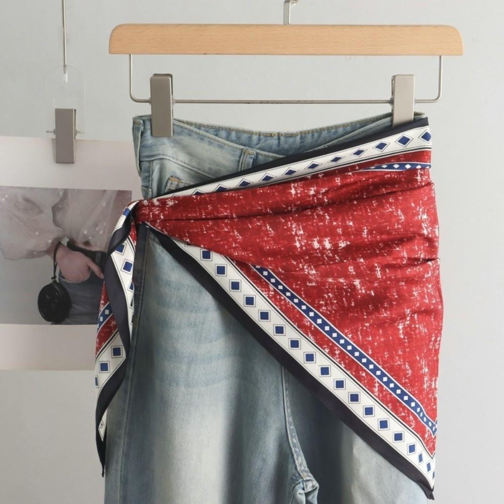 Satin Women's Scarf Tie-Dye Jeans Belt New Fart Curtain Spring and Summer