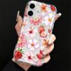 Floral & Strawberries Pattern Transparent Phone Case For iPhone 16 16e 14 13 15 Pro Max 11 12 Pro Mini 7 8 Plus Soft TPU Cover