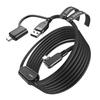 Зарядный кабель-ссылка AMVR VR, 16 футов(5M) USB 3.0 в нейлоновой оплетке с адаптером от A к C, 5 Гбит/с, Совместимо с аксессуарами Meta Quest/Pico 4 + ПК/SteamVR