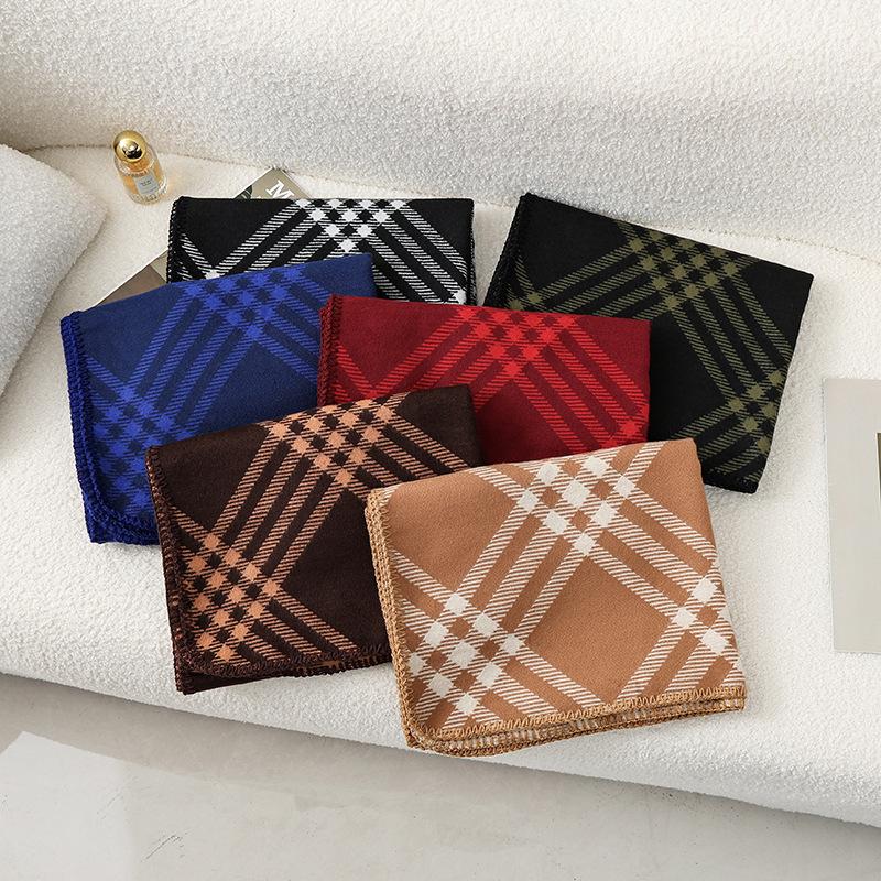 Double Sided Plaid Scarf for Women Winter Warm Wool Scarf Autumn and Winter Korean Style Cashmere Scarf with Atmosphere