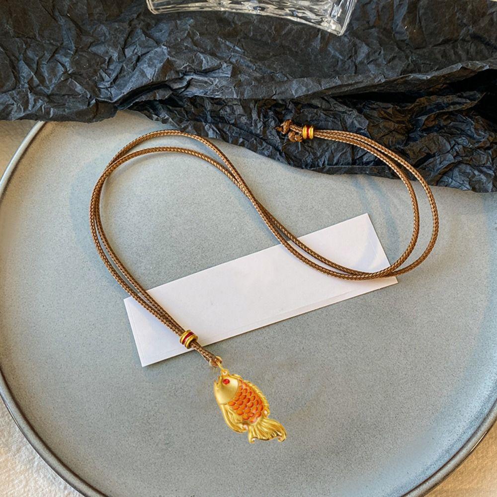Золотая Рыбка Дракон Подвеска Ожерелье Цветочное Ожерелье до Ключиц Ожерелье в Китайском Стиле Подарки