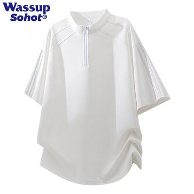 Мужская футболка Wassup Sohot с воротником-стойкой и коротким рукавом