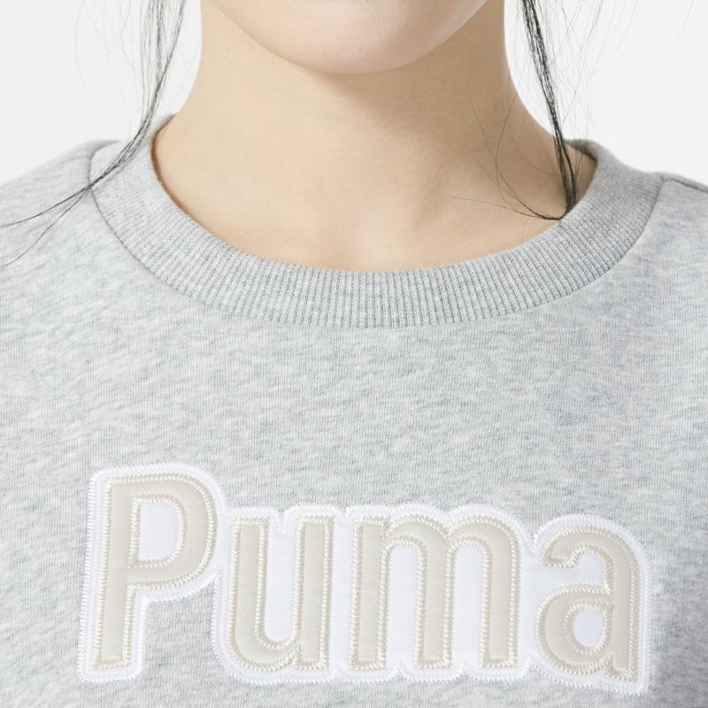 Puma Вышитый логотип с буквами для бега, спорта, фитнеса, повседневная американская толстовка с капюшоном, женские толстовки серого цвета 626169-04