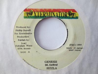7-дюймовая пластинка SIZZLA - Genesis NONE XTerminator 1999 Ямайка Регги, Ска и Даб Б/У