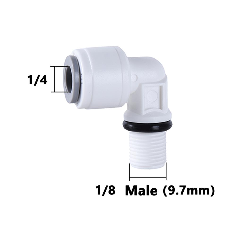 10 шт. коленчатый фитинг для обратного осмоса, 90 градусов, наружная резьба, внутренняя резьба 1/4 3/8, шланг POM, быстроразъемный фитинг для аквариума, детали фильтра обратного осмоса